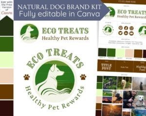 Image of a brand board featureing a Eco Dog Logo & Branding Kit for Sustainable Pet Businesses